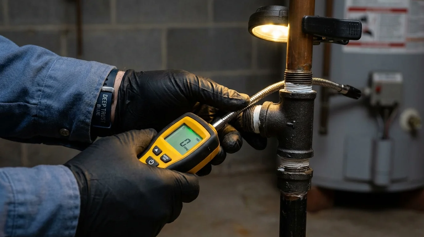 Gas leak detection with electronic sniffer by Johns Plumbing LLC in Spooner
