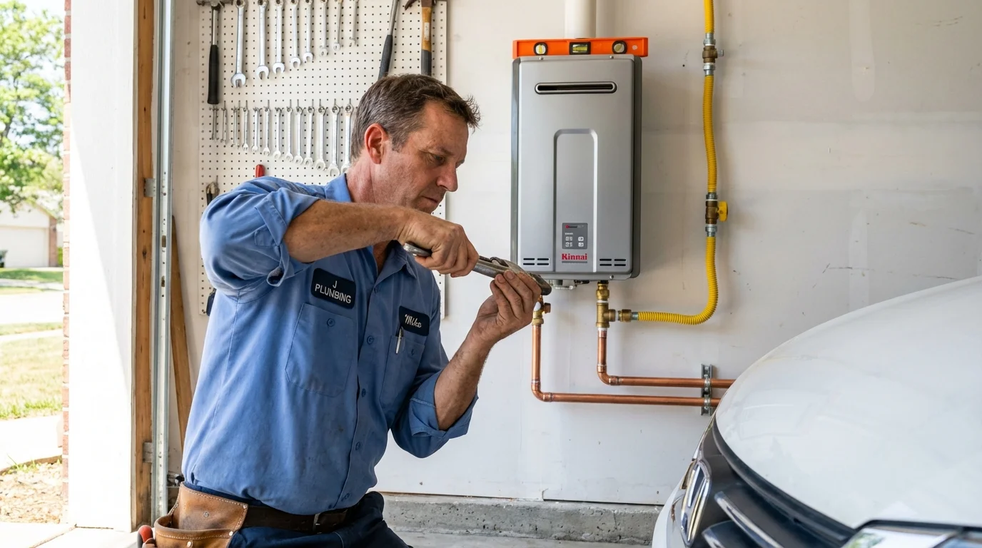 Tankless water heater installation by a Johns Plumbing LLC plumber in Spooner